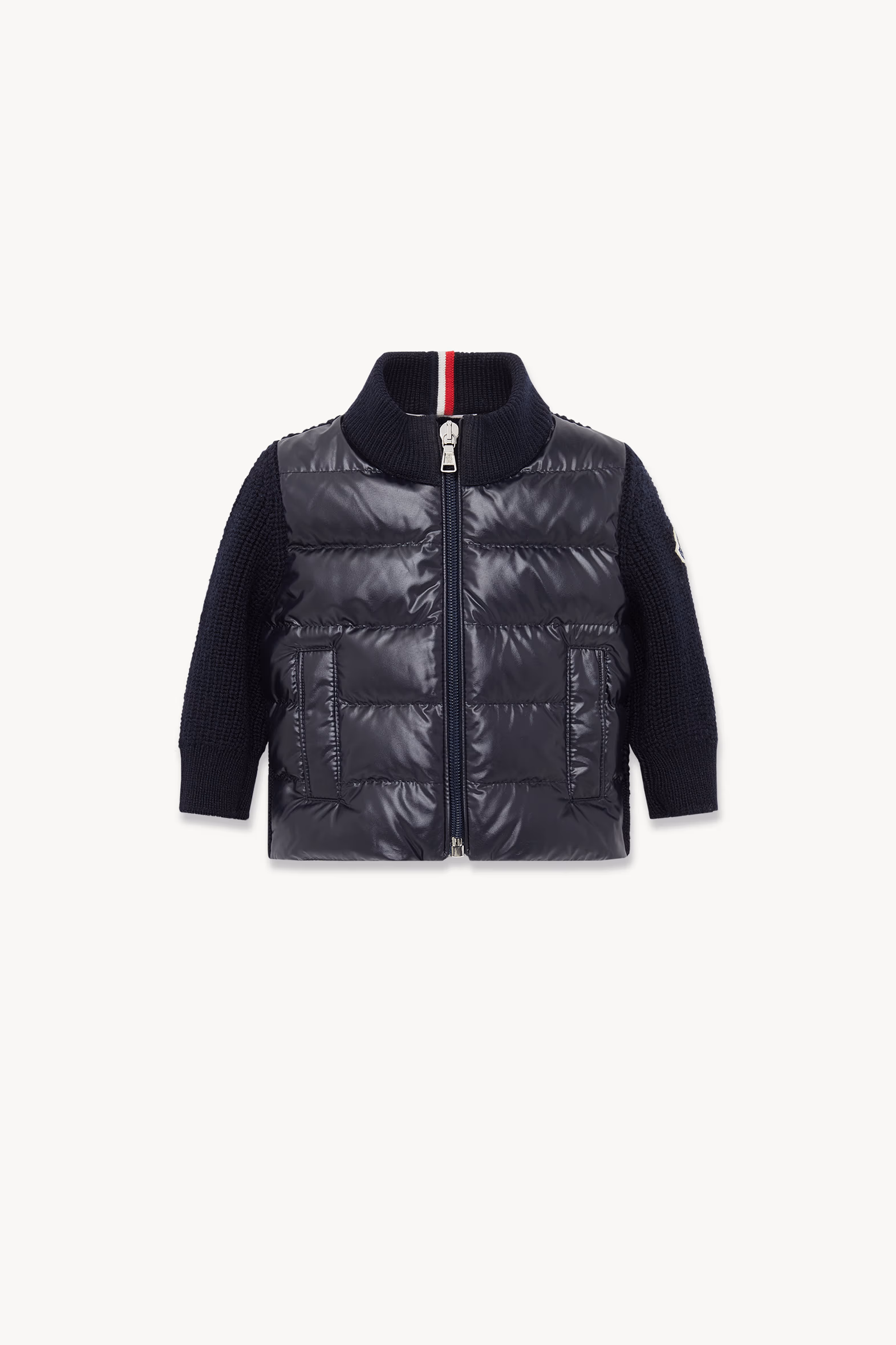 Padded Wool Zip-Up Cardigan Boy Navy Blue Moncler 0